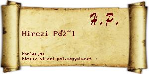 Hirczi Pál névjegykártya